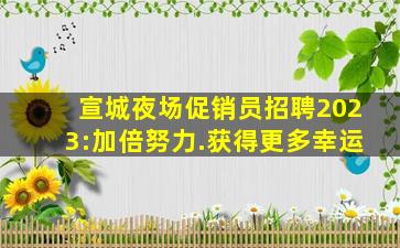 宣城夜场促销员招聘2023:加倍努力.获得更多幸运